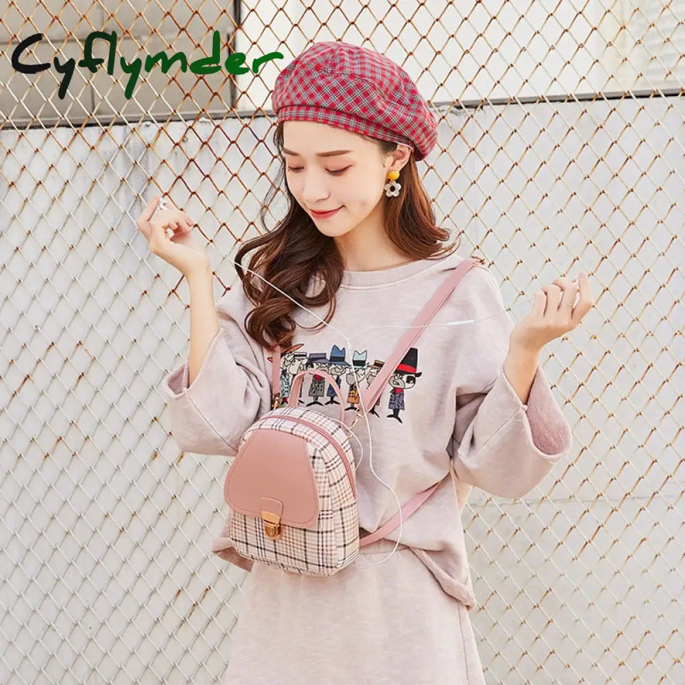 Cyflymder Mini Crossbody Bag For Teenage Girl Plaid Women Shoulder Phone Purse Korean Style New