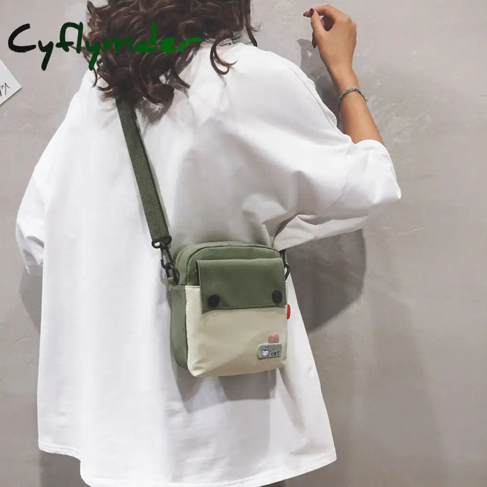 Cyflymder Mini Shoulder Bag Female Small Canvas Fashion Cross Body Casual Handbag Simple Zipper