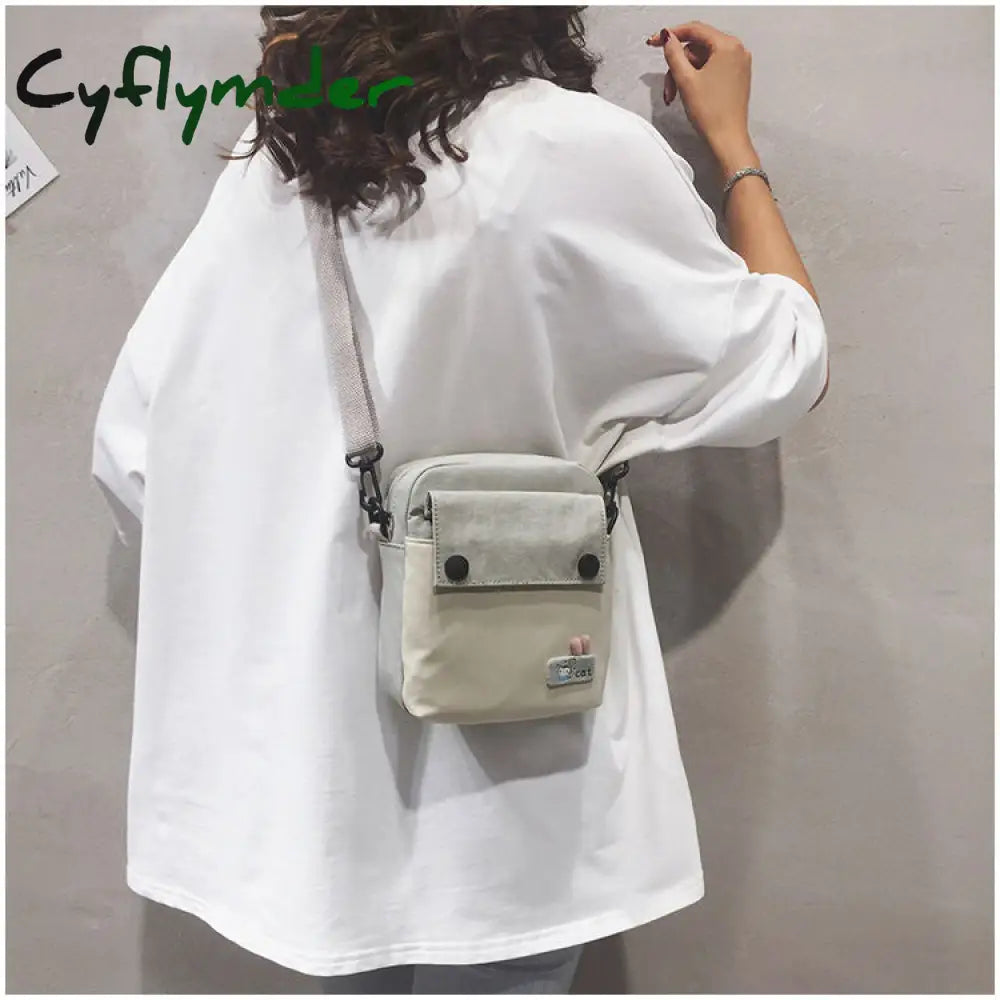 Cyflymder Mini Shoulder Bag Female Small Canvas Fashion Cross Body Casual Handbag Simple Zipper