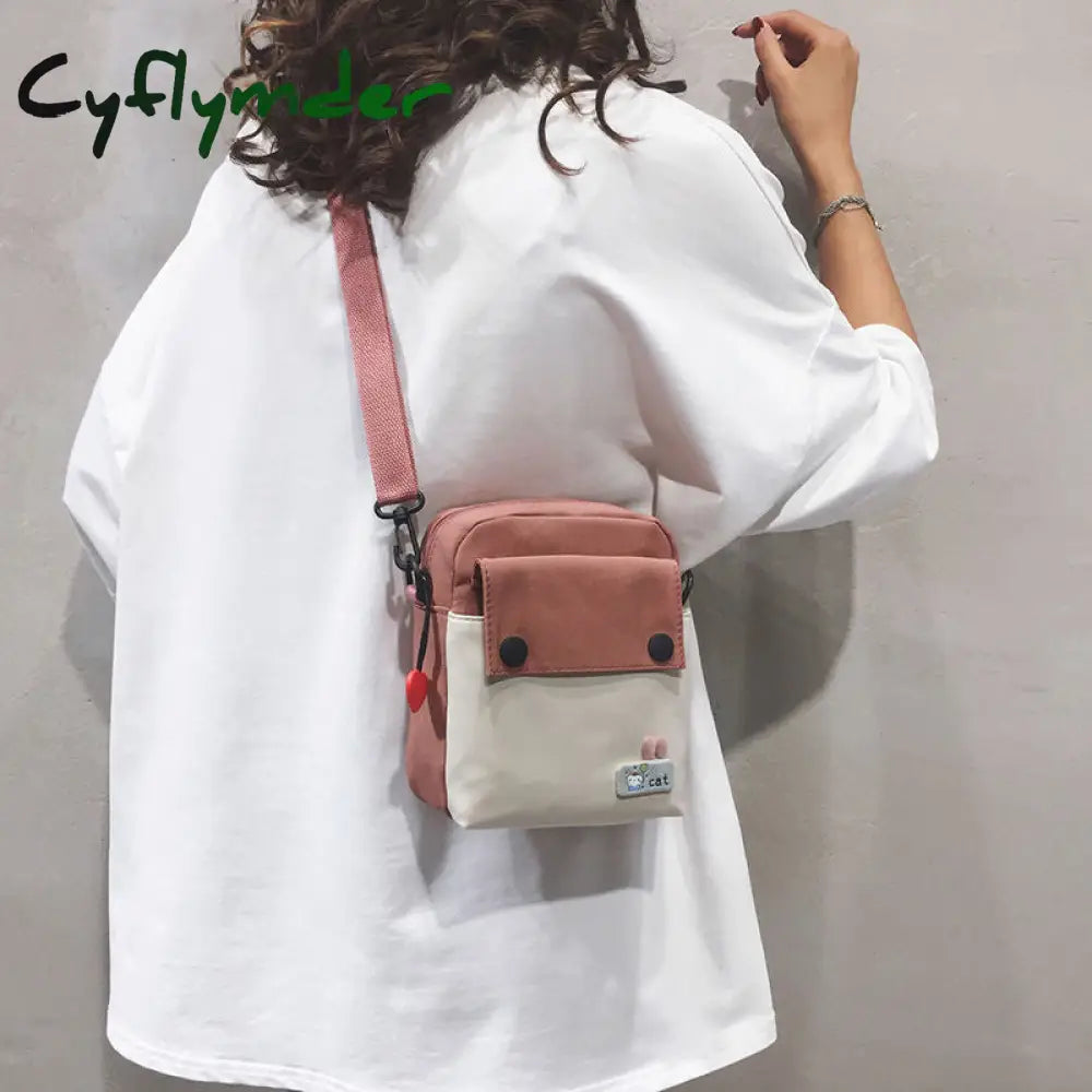 Cyflymder Mini Shoulder Bag Female Small Canvas Fashion Cross Body Casual Handbag Simple Zipper