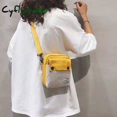 Cyflymder Mini Shoulder Bag Female Small Canvas Fashion Cross Body Casual Handbag Simple Zipper