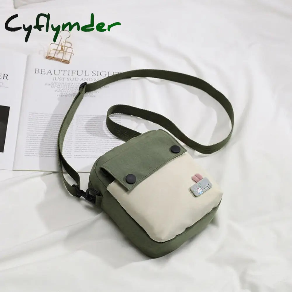 Cyflymder Mini Shoulder Bag Female Small Canvas Fashion Cross Body Casual Handbag Simple Zipper