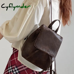 Cyflymder Mini Small Retro Brown Backpack Women Spring And Summer New Simple Versatile Shoulder Bag