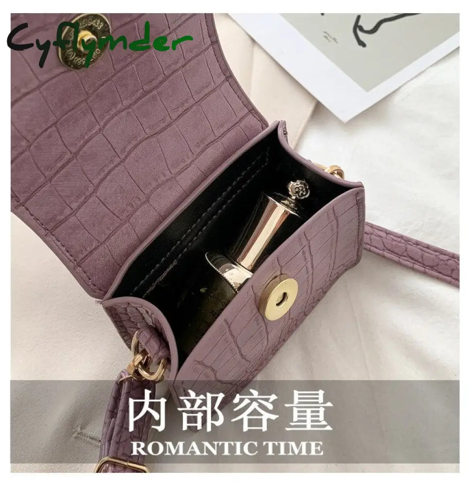 Cyflymder Mini Tote Bag Crocodile Pattern Flip Messenger Crossbody Female Simple Shoulder Small