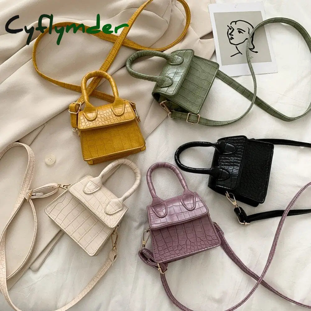 Cyflymder Mini Tote Bag Crocodile Pattern Flip Messenger Crossbody Female Simple Shoulder Small