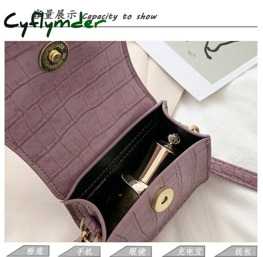 Cyflymder Mini Tote Bag Crocodile Pattern Flip Messenger Crossbody Female Simple Shoulder Small