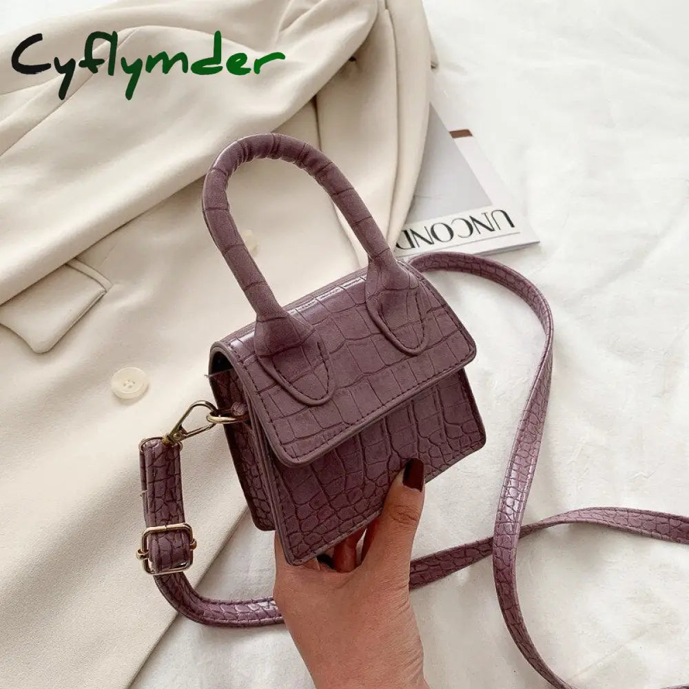 Cyflymder Mini Tote Bag Crocodile Pattern Flip Messenger Crossbody Female Simple Shoulder Small