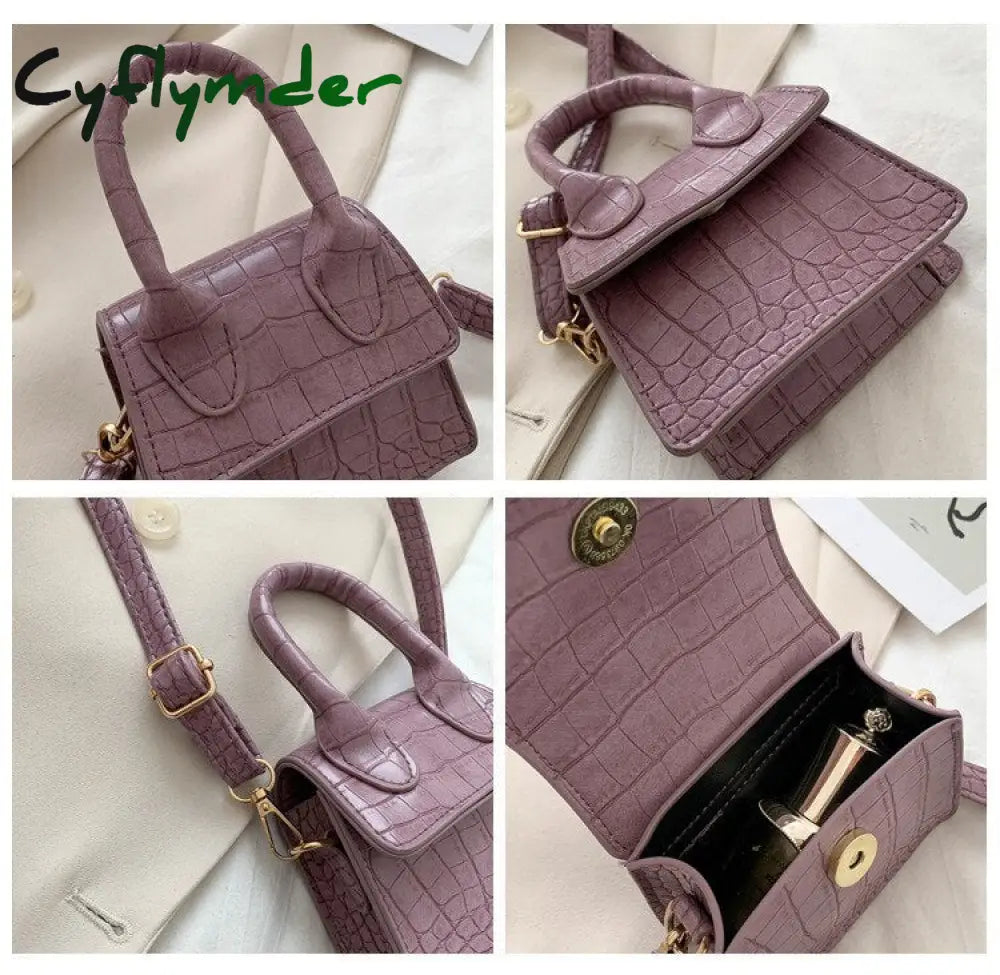 Cyflymder Mini Tote Bag Crocodile Pattern Flip Messenger Crossbody Female Simple Shoulder Small