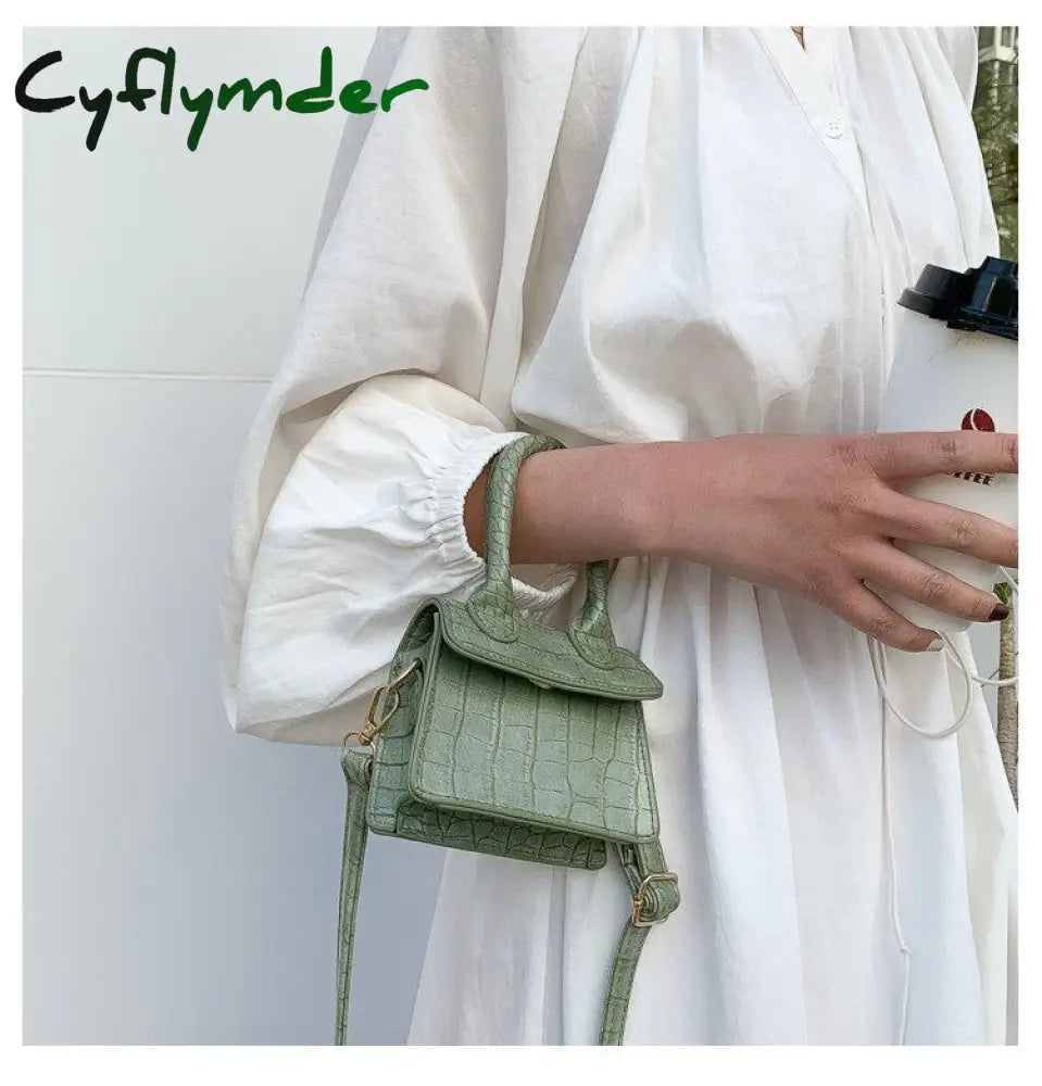 Cyflymder Mini Tote Bag Crocodile Pattern Flip Messenger Crossbody Female Simple Shoulder Small