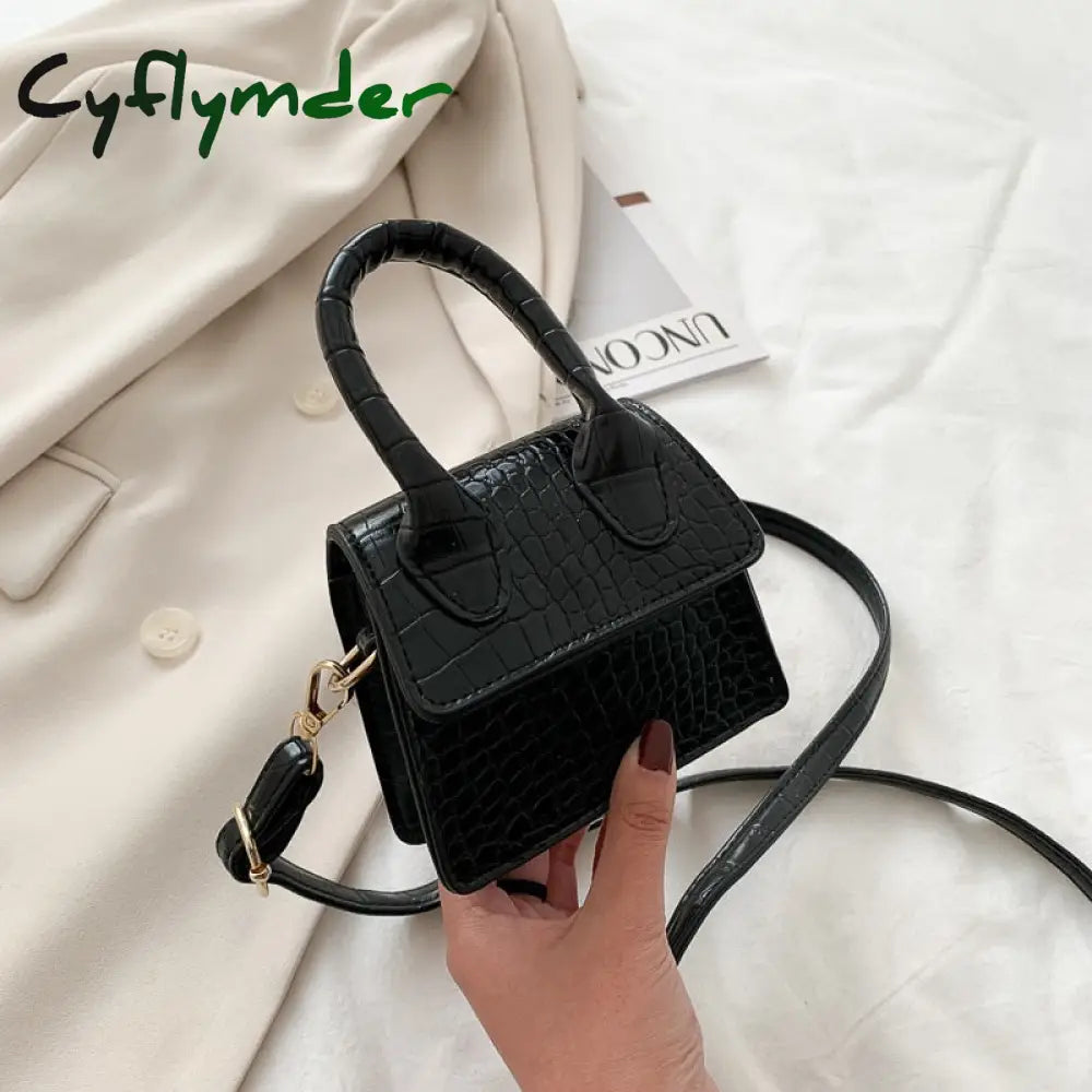 Cyflymder Mini Tote Bag Crocodile Pattern Flip Messenger Crossbody Female Simple Shoulder Small