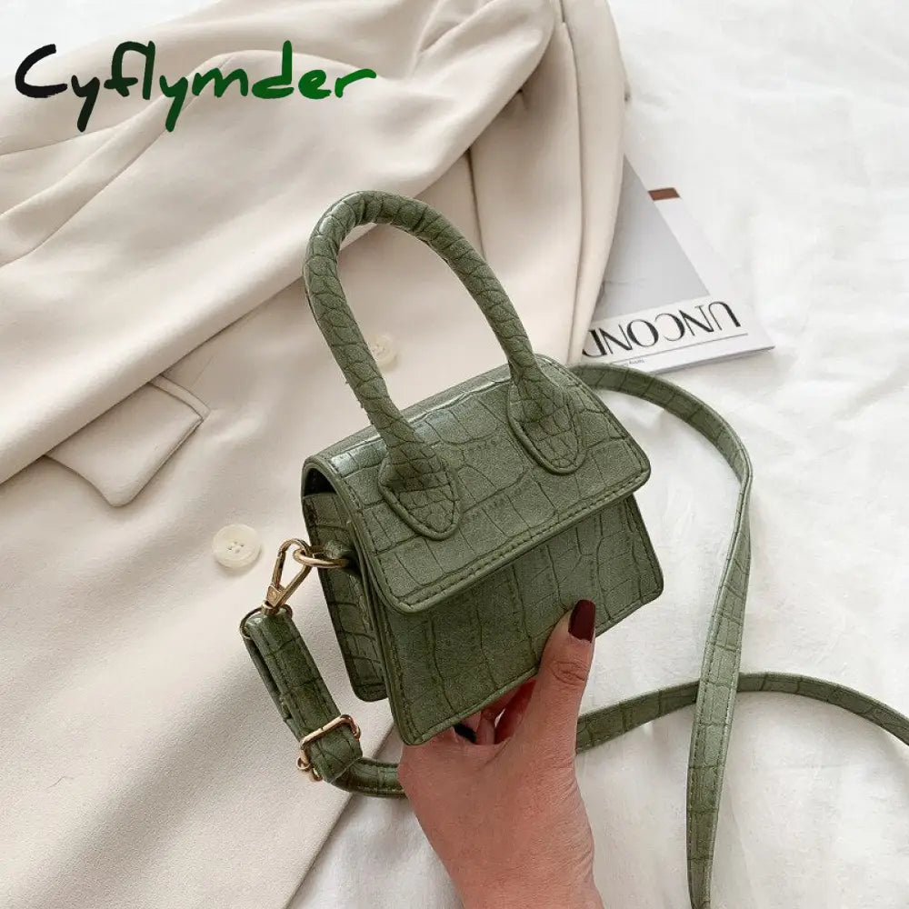 Cyflymder Mini Tote Bag Crocodile Pattern Flip Messenger Crossbody Female Simple Shoulder Small