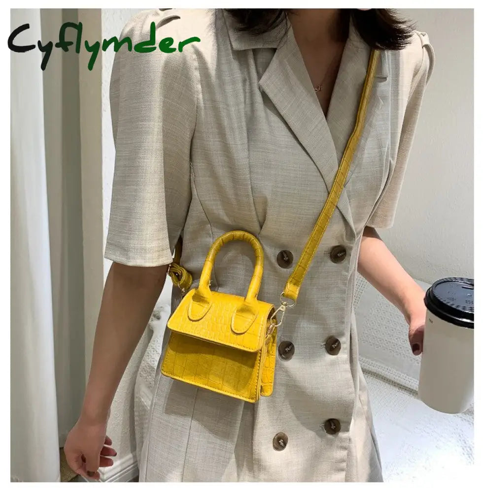 Cyflymder Mini Tote Bag Crocodile Pattern Flip Messenger Crossbody Female Simple Shoulder Small