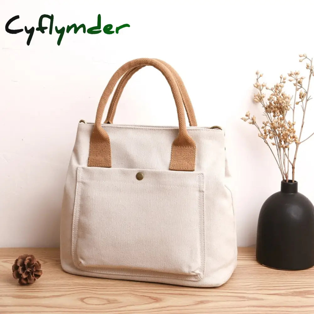 Cyflymder Mini Tote Bags For Women Simple Fashion Canvas Black Shoulder Messenger Bag Plain Color