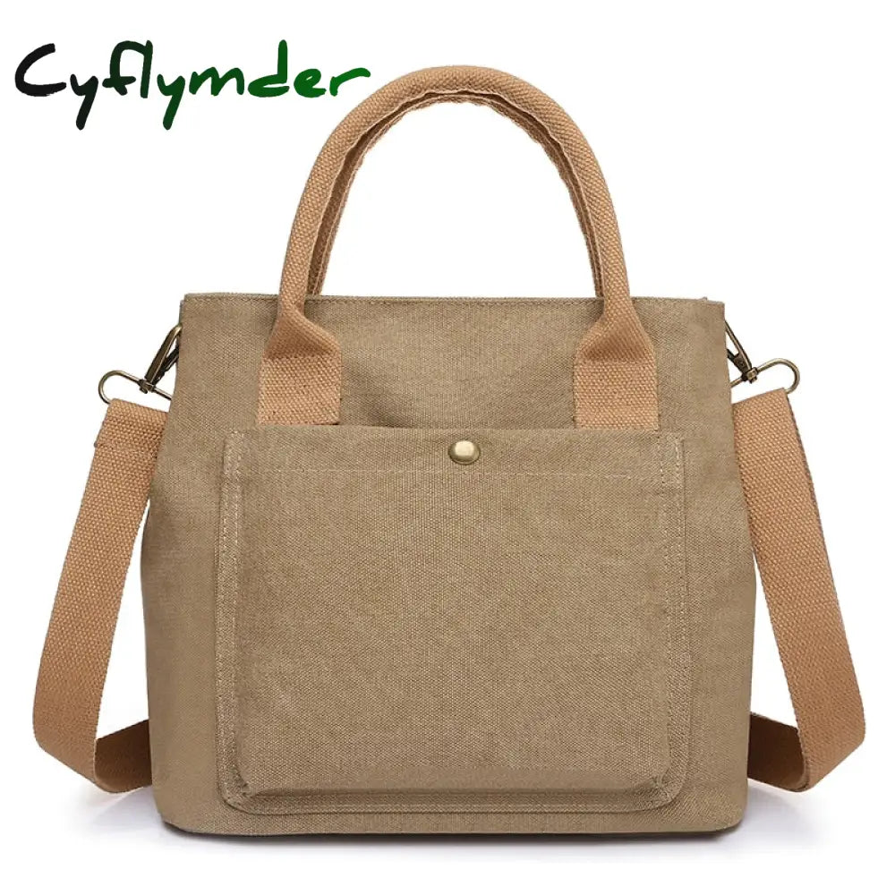 Cyflymder Mini Tote Bags For Women Simple Fashion Canvas Black Shoulder Messenger Bag Plain Color