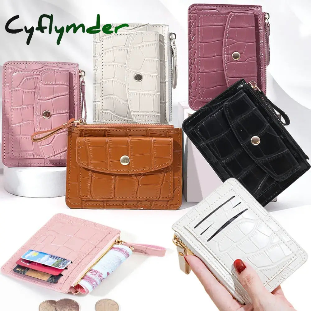 Cyflymder Mini Wallets Hasp Solid Multi-Cards Holder Women Simple Leather Female Purse Coin Short