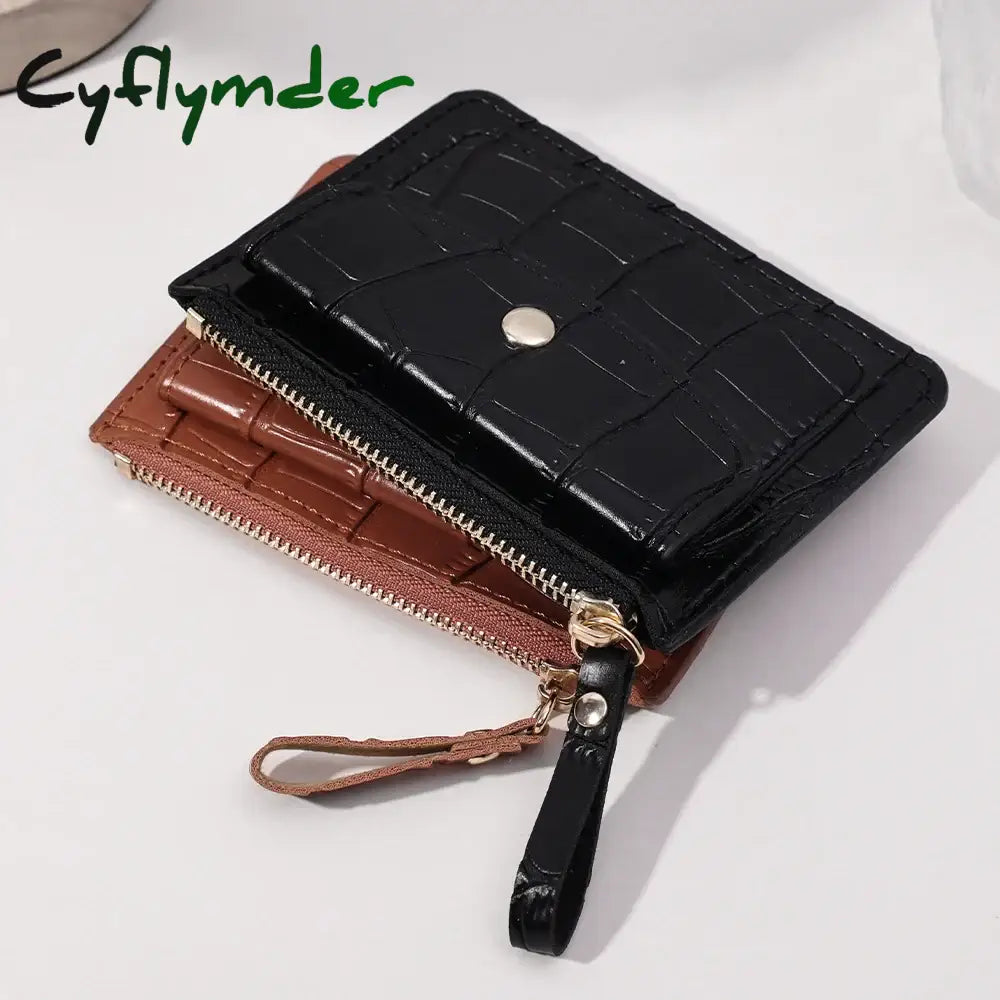 Cyflymder Mini Wallets Hasp Solid Multi-Cards Holder Women Simple Leather Female Purse Coin Short