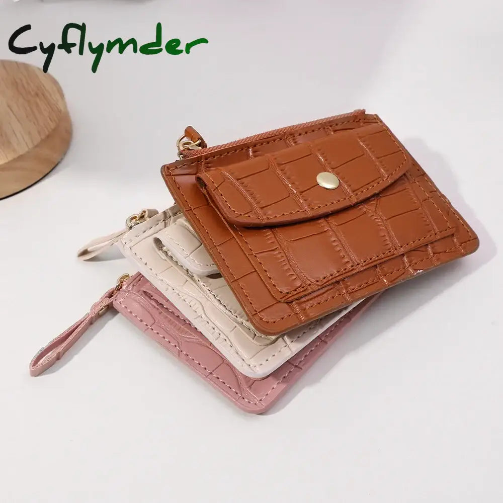 Cyflymder Mini Wallets Hasp Solid Multi-Cards Holder Women Simple Leather Female Purse Coin Short