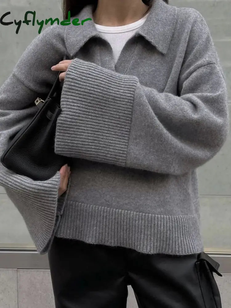 Cyflymder - Minimalist Oversized Sweater Grey / Xs Knit Tops