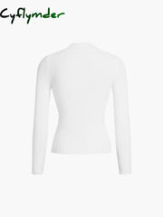 Cyflymder - Mockneck Rib Long Sleeve Knit Top Tops