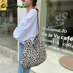 Cyflymder Modern Small Leopard Print Messenger Bag Single Shoulder Canvas For Female Student