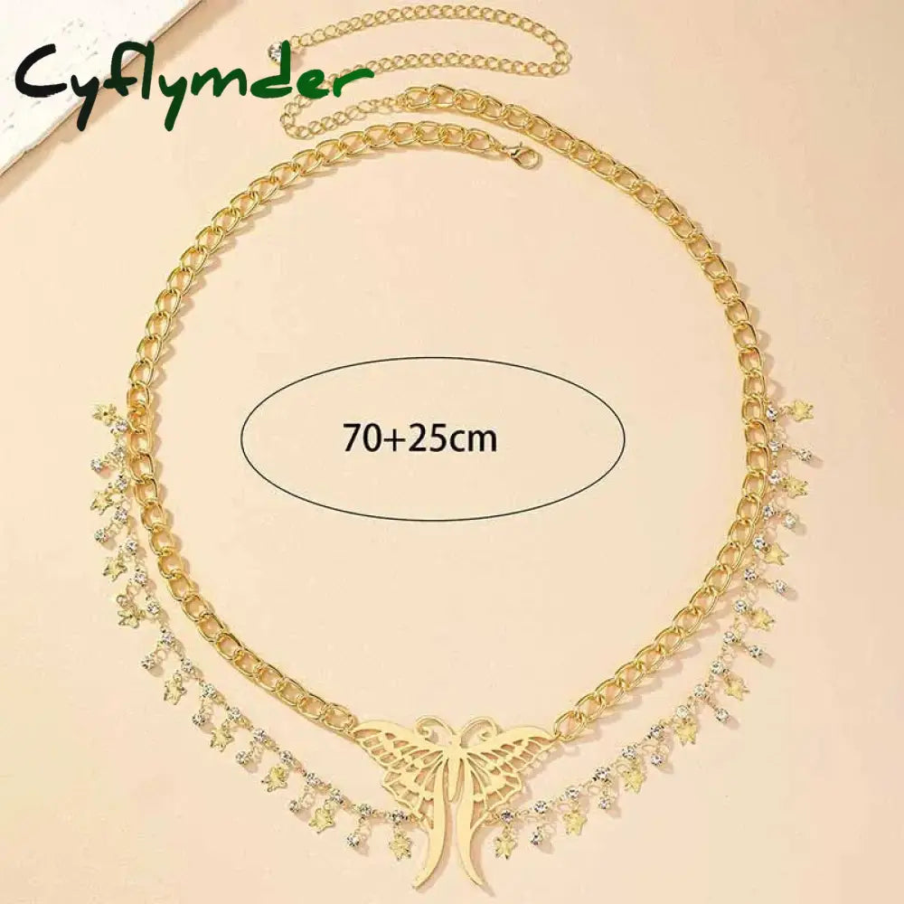 Cyflymder Multi-Layer Body Belly Chain Metal Butterfly Women Girls Product Gold Plating Fashion