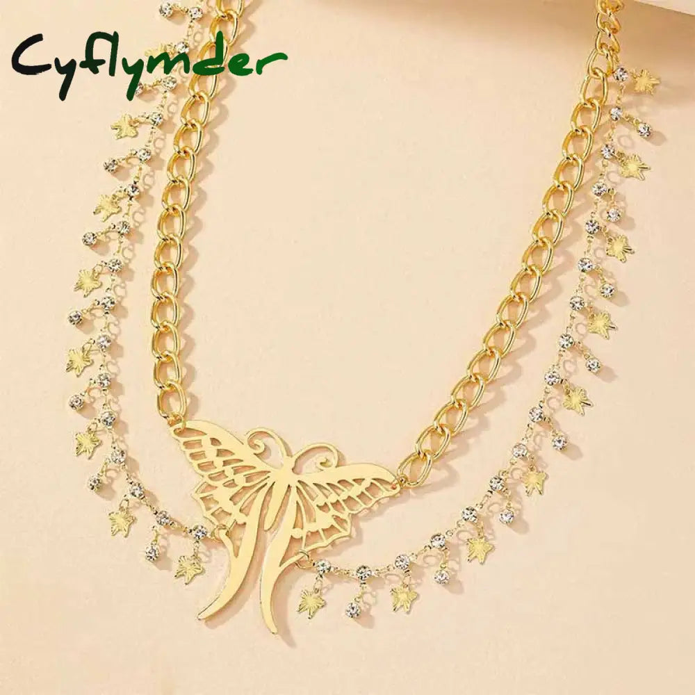 Cyflymder Multi-Layer Body Belly Chain Metal Butterfly Women Girls Product Gold Plating Fashion