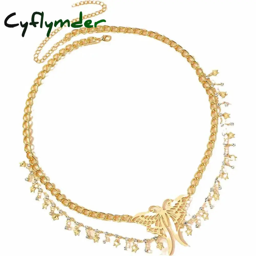 Cyflymder Multi-Layer Body Belly Chain Metal Butterfly Women Girls Product Gold Plating Fashion