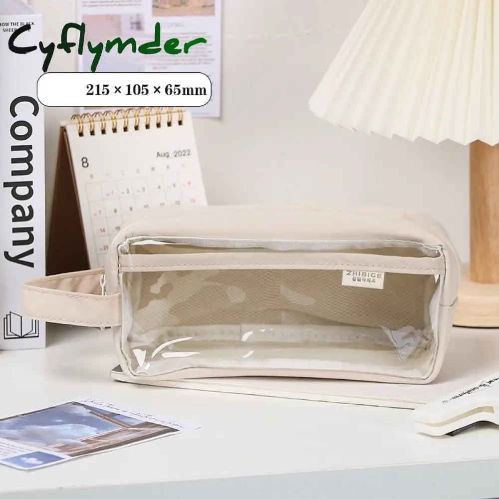 Cyflymder Multi Layer Transparent Pencil Bag Large Capacity Stationery Holder Box Student Zipper