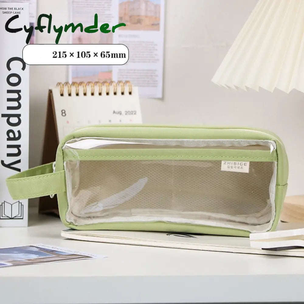 Cyflymder Multi Layer Transparent Pencil Bag Large Capacity Stationery Holder Box Student Zipper