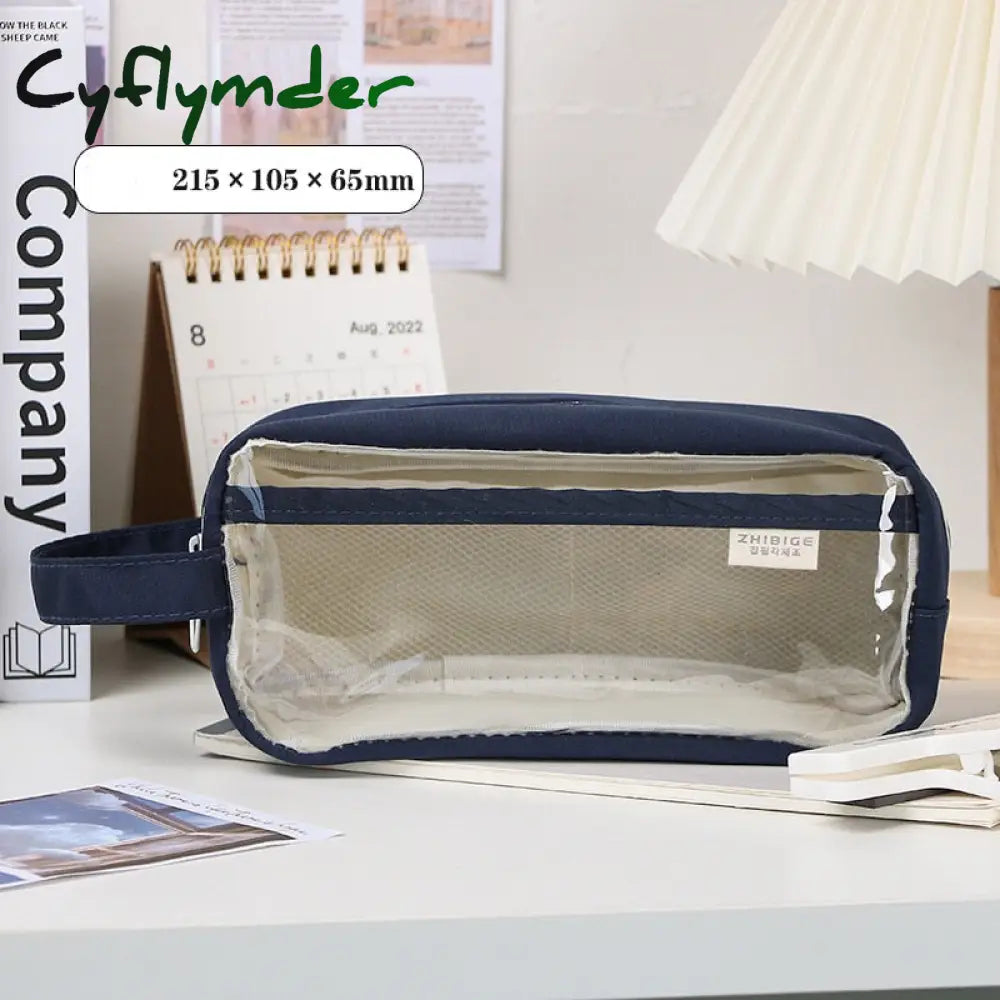 Cyflymder Multi Layer Transparent Pencil Bag Large Capacity Stationery Holder Box Student Zipper