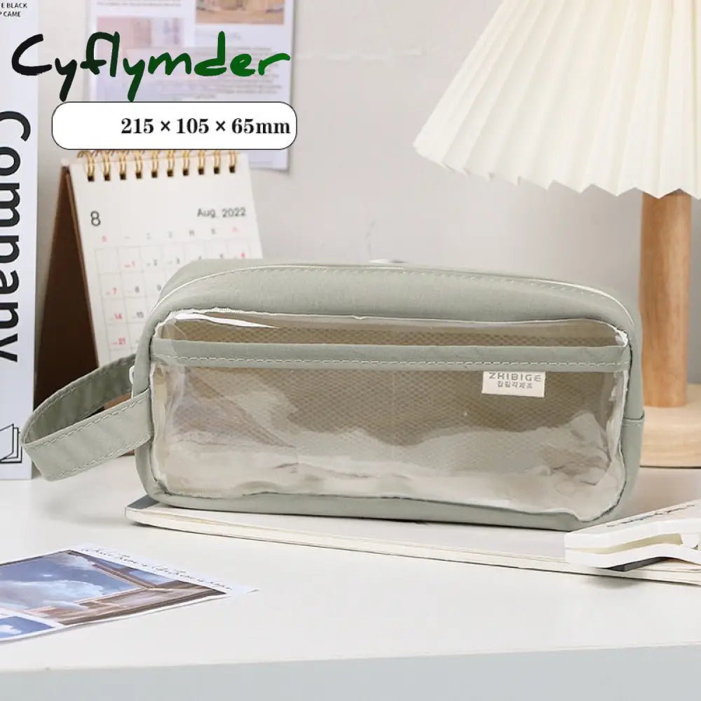 Cyflymder Multi Layer Transparent Pencil Bag Large Capacity Stationery Holder Box Student Zipper