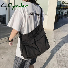 Cyflymder Multi Pockets Canvas Big Size Handbag Female Male Teenager Student Over Large High Street