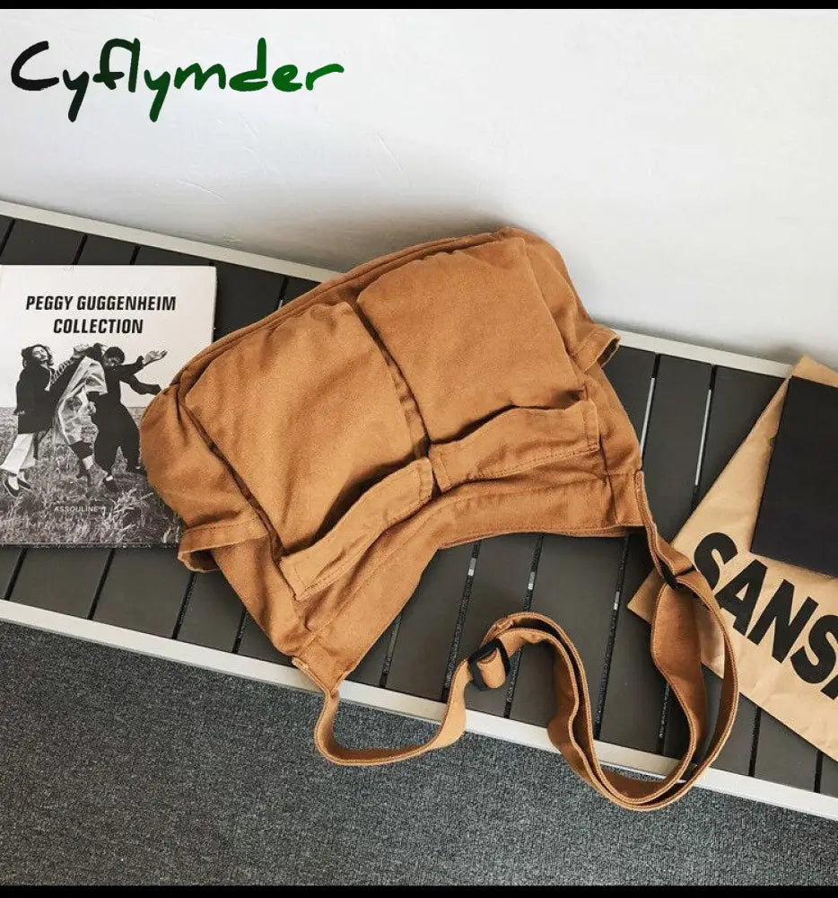 Cyflymder Multi Pockets Canvas Big Size Handbag Female Male Teenager Student Over Large High Street