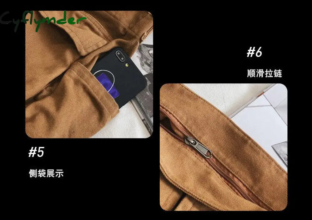 Cyflymder Multi Pockets Canvas Big Size Handbag Female Male Teenager Student Over Large High Street