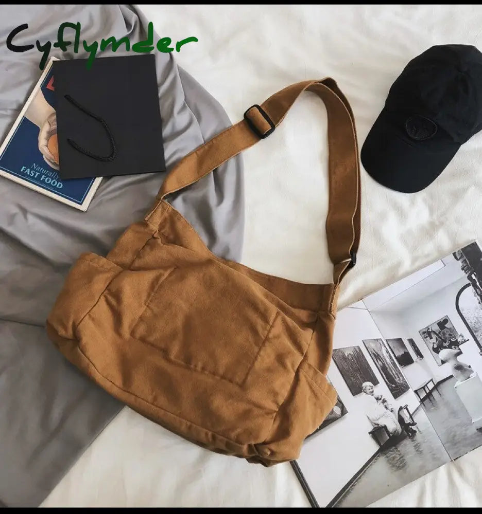 Cyflymder Multi Pockets Canvas Big Size Handbag Female Male Teenager Student Over Large High Street