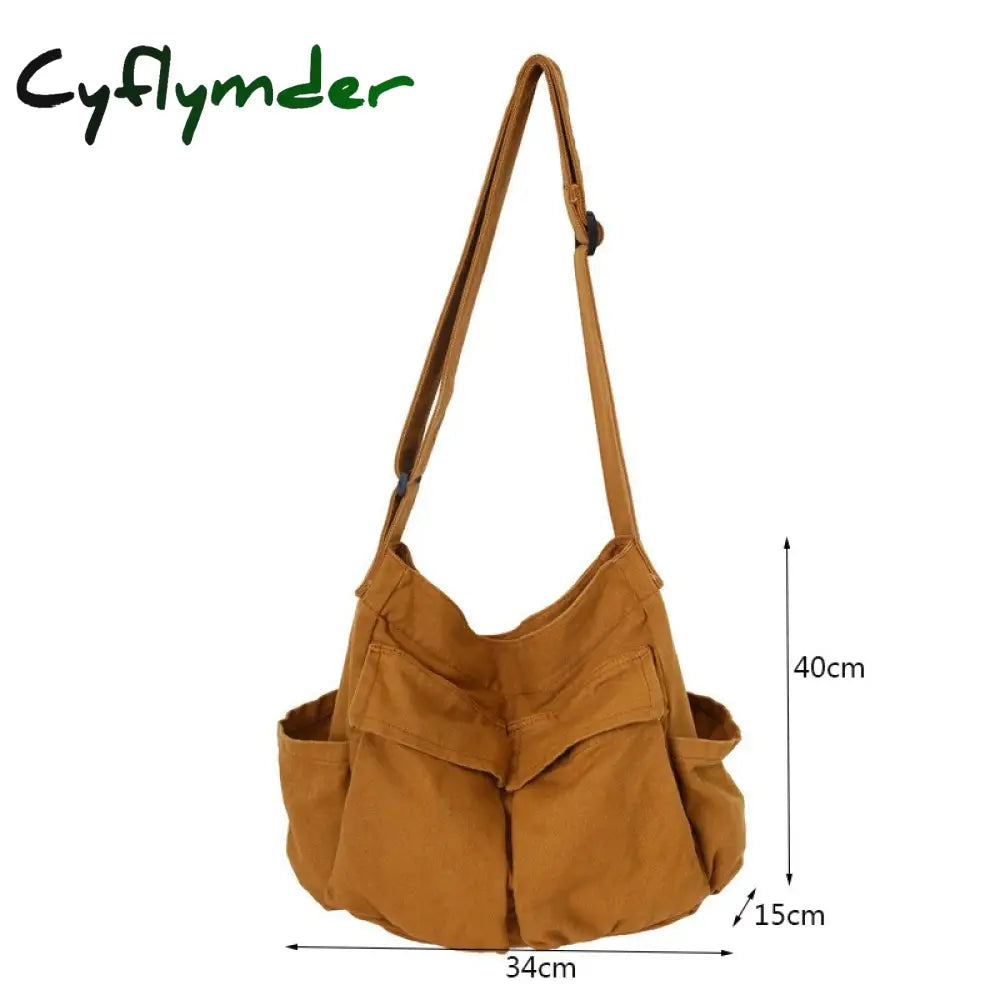 Cyflymder Multi Pockets Canvas Big Size Handbag Female Male Teenager Student Over Large High Street