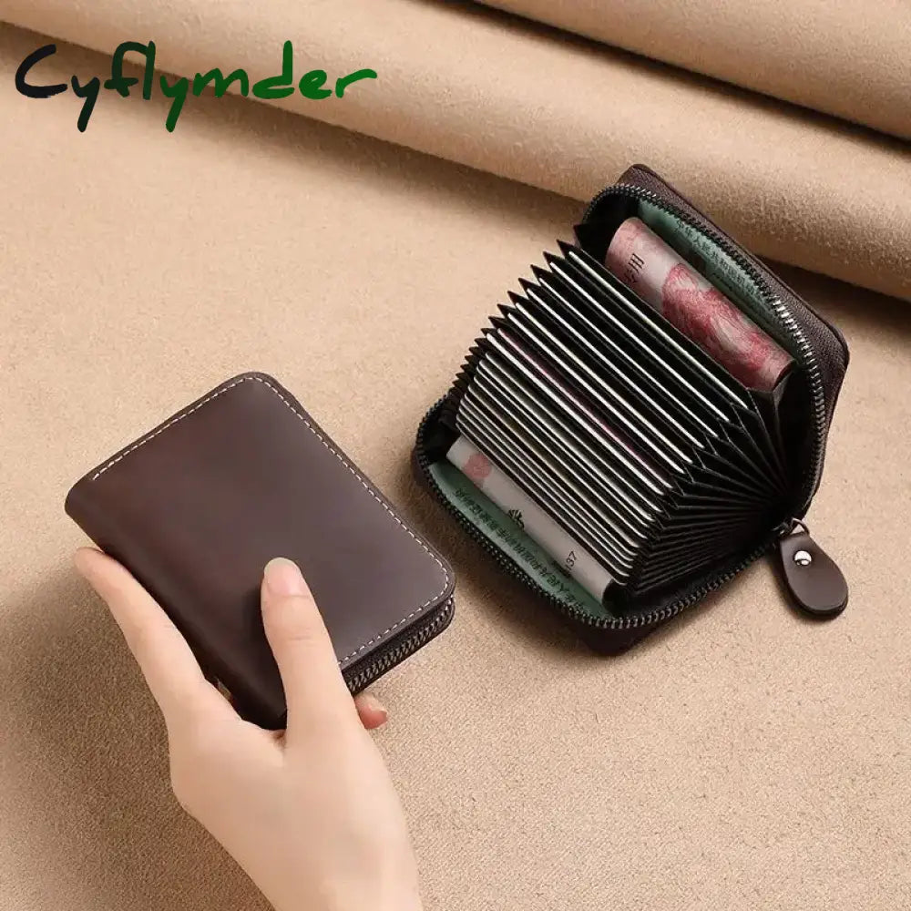 Cyflymder Multi Slot Card Holder Vintage Small Wallet Women Men Business Bank Credit Card Bag Male Coin Pouch Solid