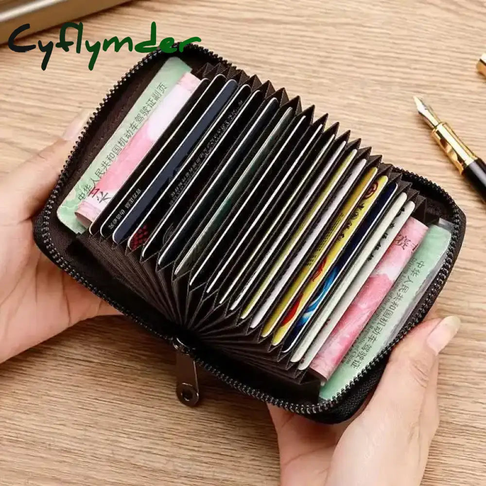 Cyflymder Multi Slot Card Holder Vintage Small Wallet Women Men Business Bank Credit Card Bag Male Coin Pouch Solid