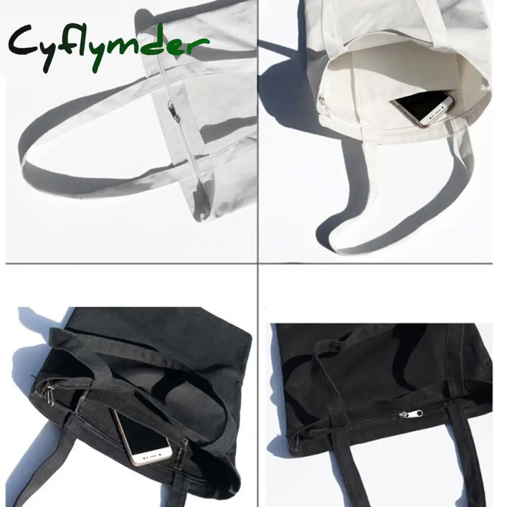 Cyflymder Multicolor High-Quality Women Men Handbags Canvas Tote Bags Reusable Cotton Grocery