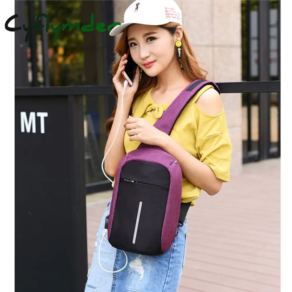 Cyflymder Multifunctional Canvas Sling Bags For Woman Anti-Theft Messenger Bags Woman’s Chest Bag