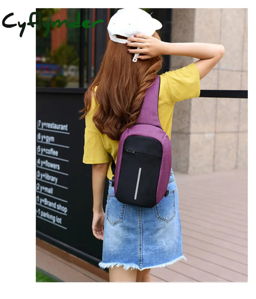 Cyflymder Multifunctional Canvas Sling Bags For Woman Anti-Theft Messenger Bags Woman’s Chest Bag