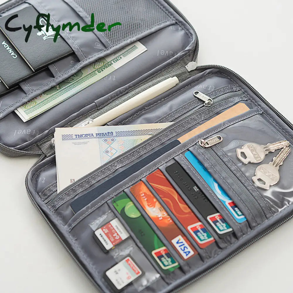 Cyflymder Multifunctional Passport Travel Wallet Cover Oxford Credit Card Package Id Document Bag