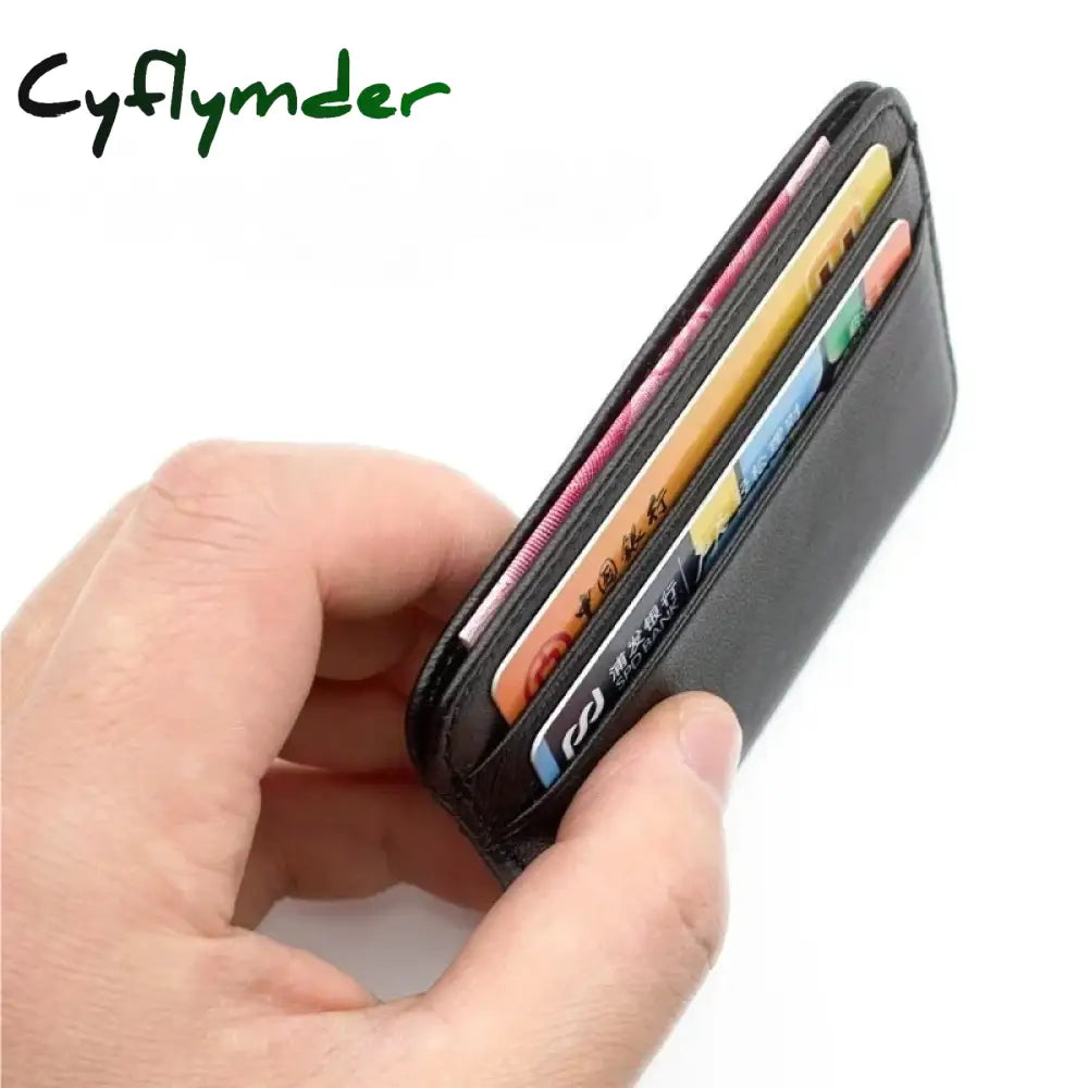 Cyflymder New 100% Sheepskin Genuine Leather Credit Card Case Mini Id Holder Small Purse For Man