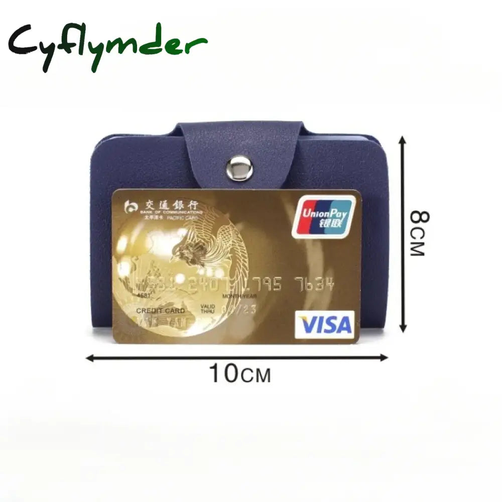 Cyflymder New 24 Slots Bits Card Holder Bag Simple Solid Color Pocket Case Women Men Credit ID Card Organizer Leather