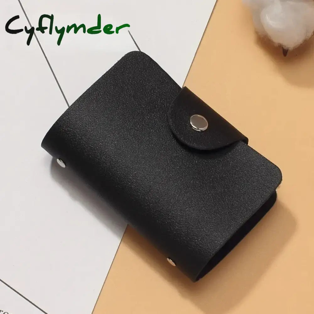 Cyflymder New 24 Slots Bits Card Holder Bag Simple Solid Color Pocket Case Women Men Credit ID Card Organizer Leather