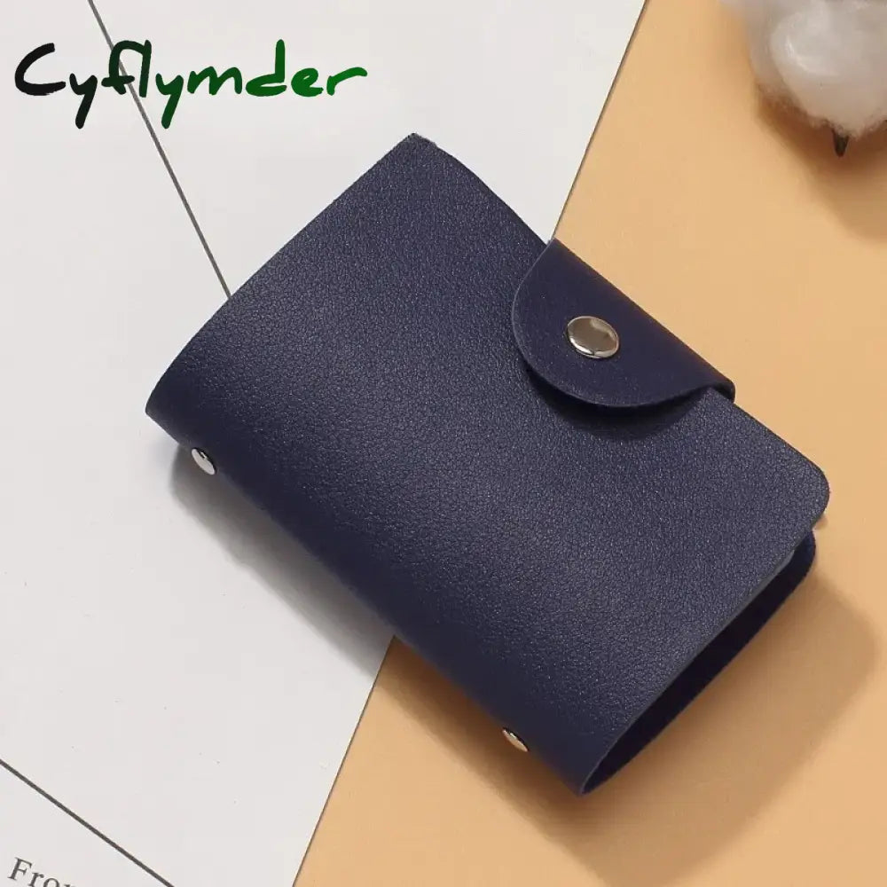 Cyflymder New 24 Slots Bits Card Holder Bag Simple Solid Color Pocket Case Women Men Credit ID Card Organizer Leather