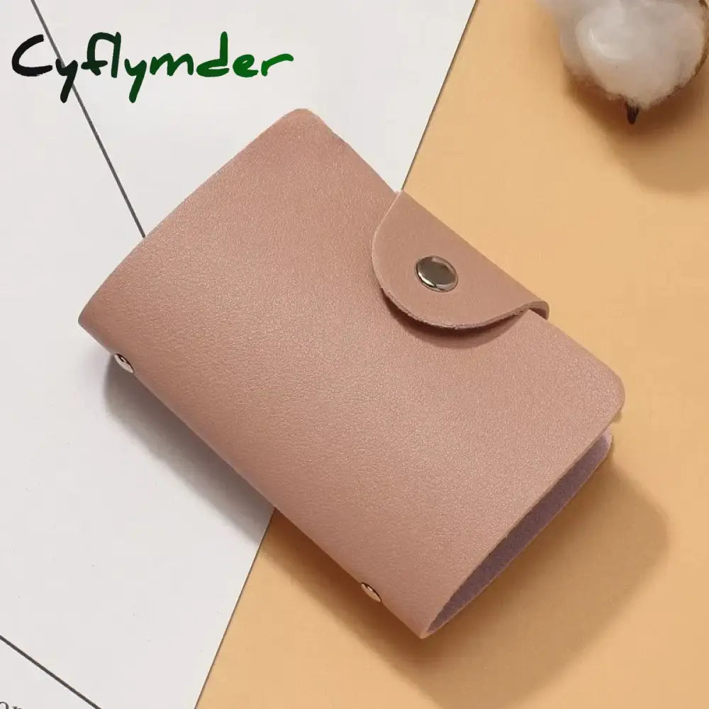 Cyflymder New 24 Slots Bits Card Holder Bag Simple Solid Color Pocket Case Women Men Credit ID Card Organizer Leather