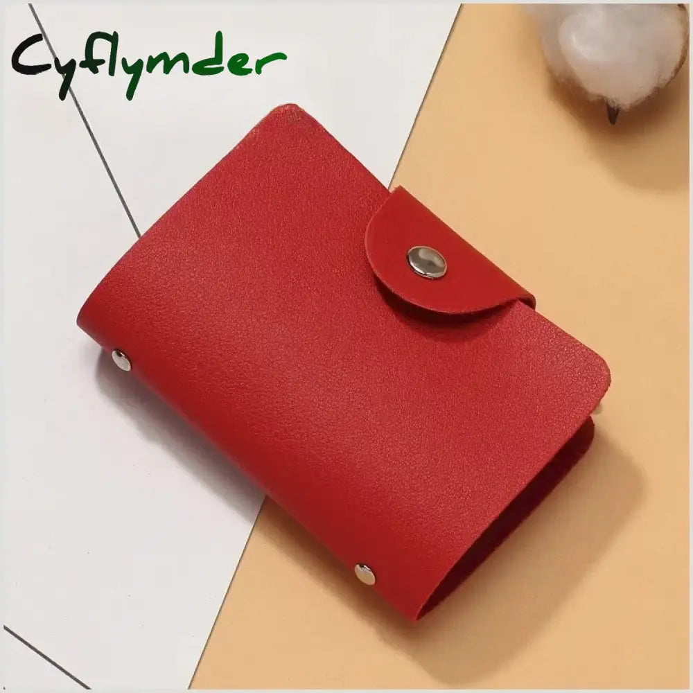 Cyflymder New 24 Slots Bits Card Holder Bag Simple Solid Color Pocket Case Women Men Credit ID Card Organizer Leather