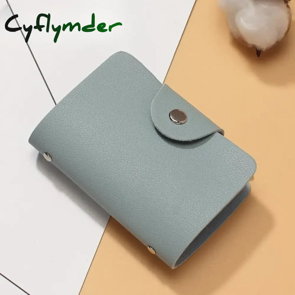 Cyflymder New 24 Slots Bits Card Holder Bag Simple Solid Color Pocket Case Women Men Credit ID Card Organizer Leather