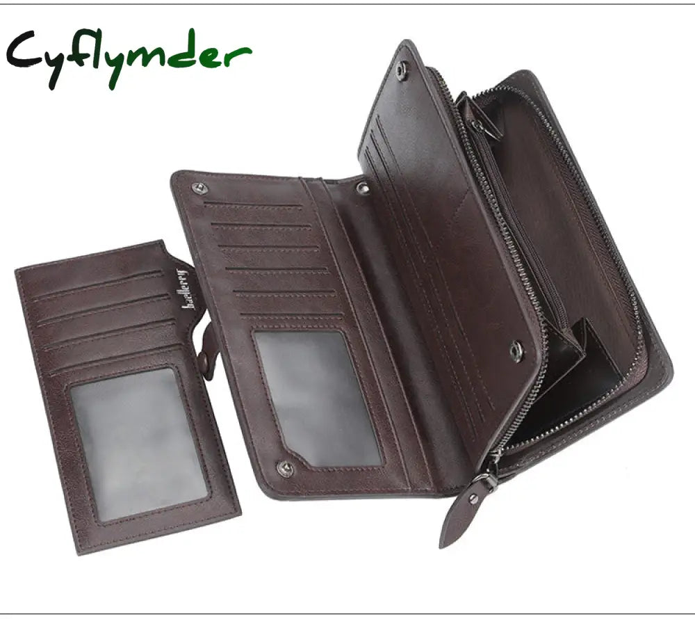 Cyflymder New Arrival Leather Men Wallets Large Capacity Driver License Phone Wallet Casual Male